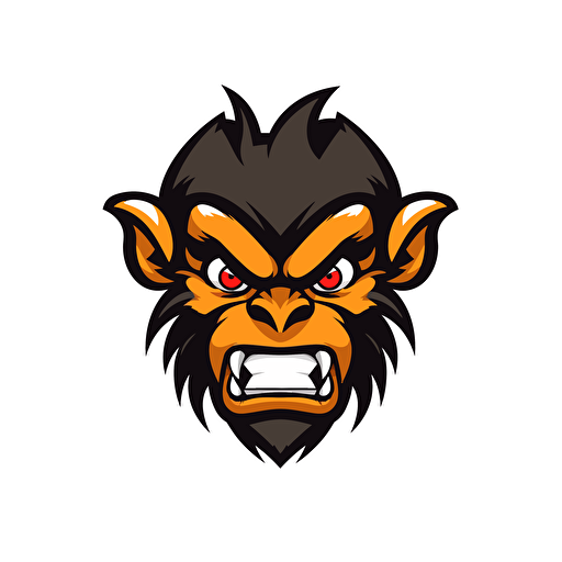 a mascot logo of an angry menacing monkey, vector, simple