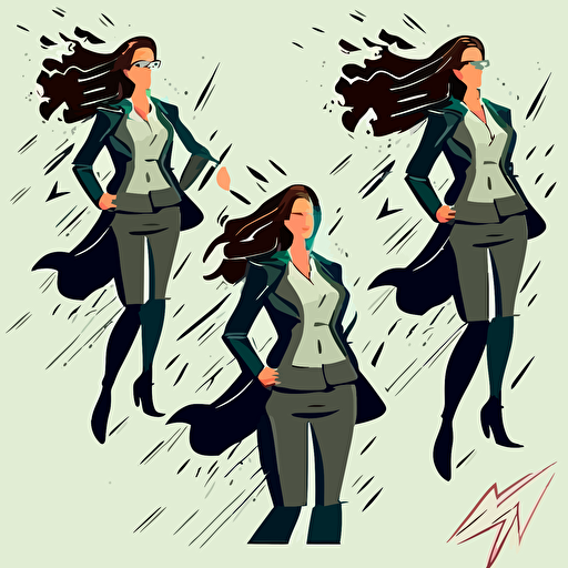 women in business suit storm top positions, detailed vector illustration