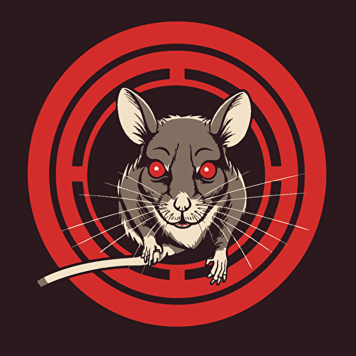 angry rat crawling out of a bullseye, vector art