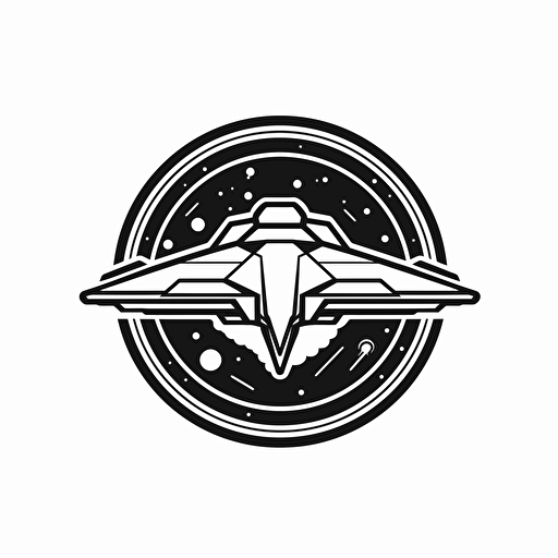 wisdom starship illustration, minimal, outline strokes only, black and white, logo, vector, minimallistic, white background