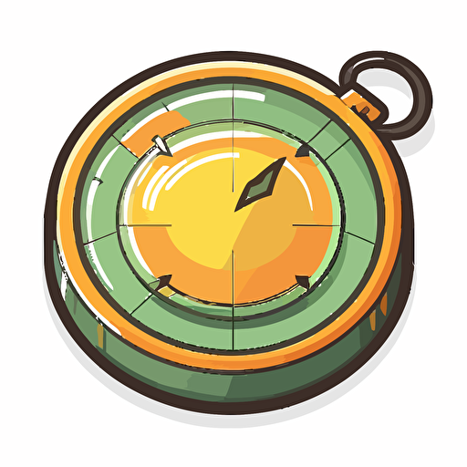 cute, comic style, illustrated, vector image of an orienteering compass with no needle seen from above on a transparent background emoji around the edges