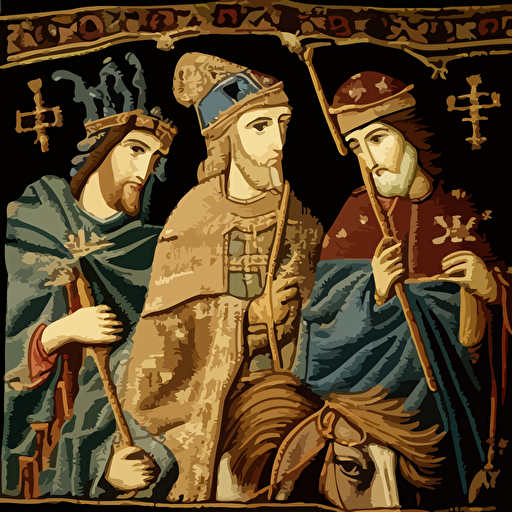 a medieval tapestry depicting the three magi vector image