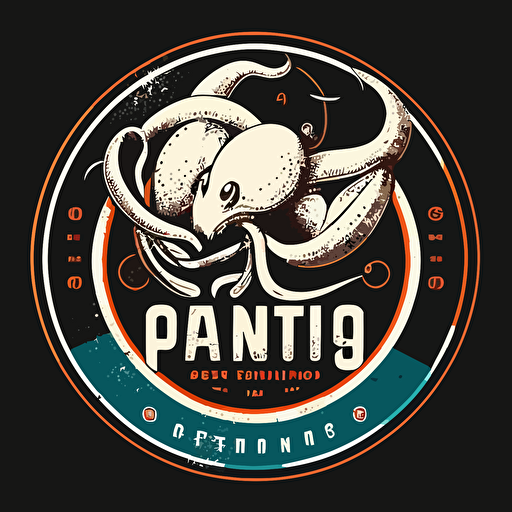 octopus Ping Pong Sumit, vector logo, ping pong, action, japanese design style,