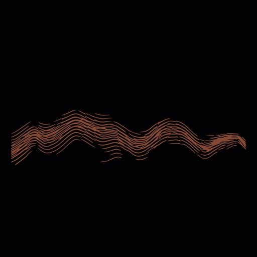 digital illustration style, black sound wave vector abstract logo, orange background