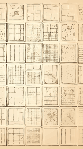 Sepia tone, square, line drawing, text box sheet, minimalist Vector, dnd