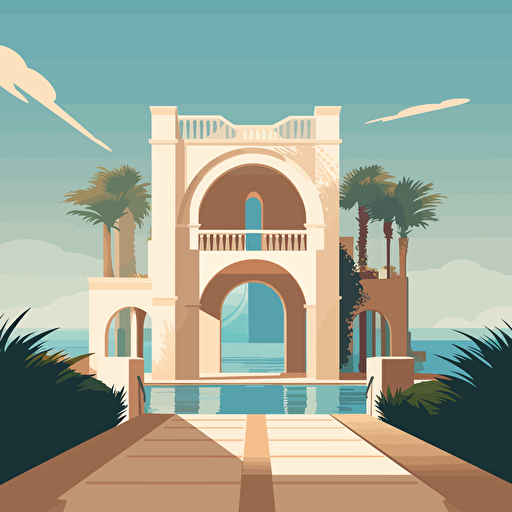 Vector minimal Mediterranean style architecture