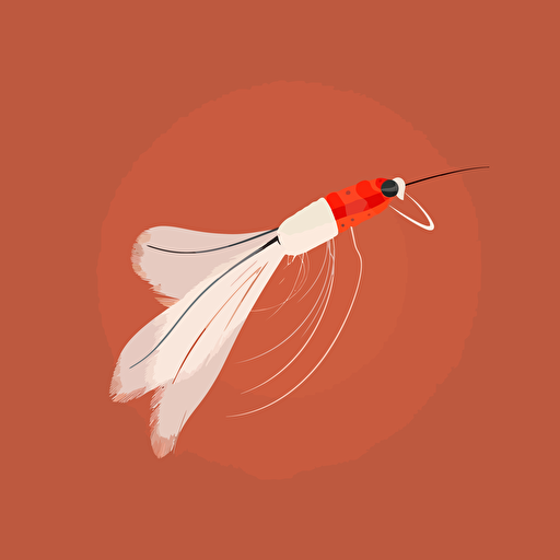 a shrimp fly lure, minimalist design, vector
