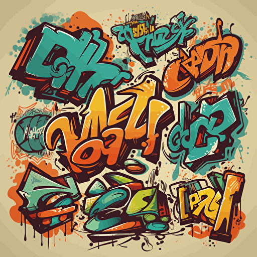 Vector graffiti tags, lettering illustration, isolated design element