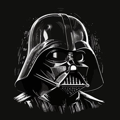Darth vader pencil sketch vector design black background white pencil