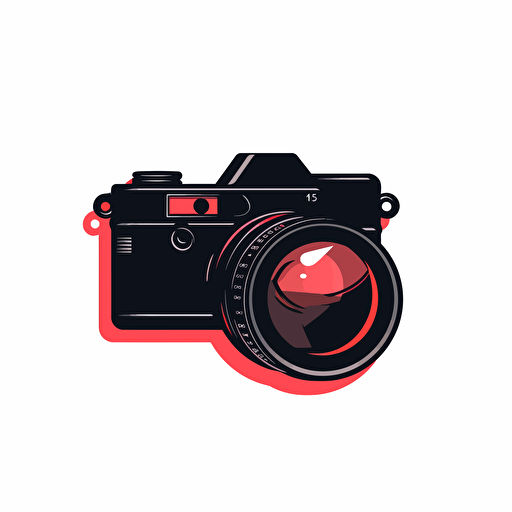 simple flat vector logo of a 35mm camera mixed with red Ray Ban shades