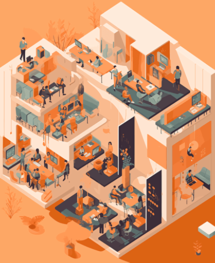 Impressionismus vector of a learning environment that looks like a Minetest world and inspires and motivates learners