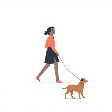 people walking a dog