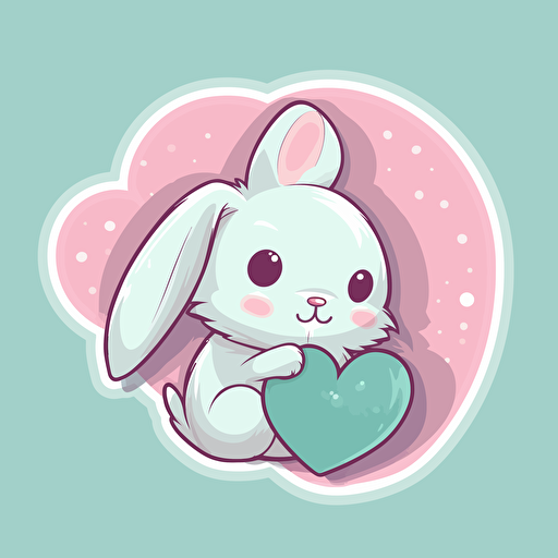 sticker flat vector art,2D bunny, baby bunny flirting,cute,colorful disney-inspired