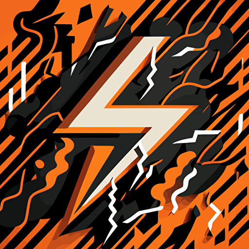 a flat, vector pattern, lightning bolt, around the idea of unleashing you, in black and orange
