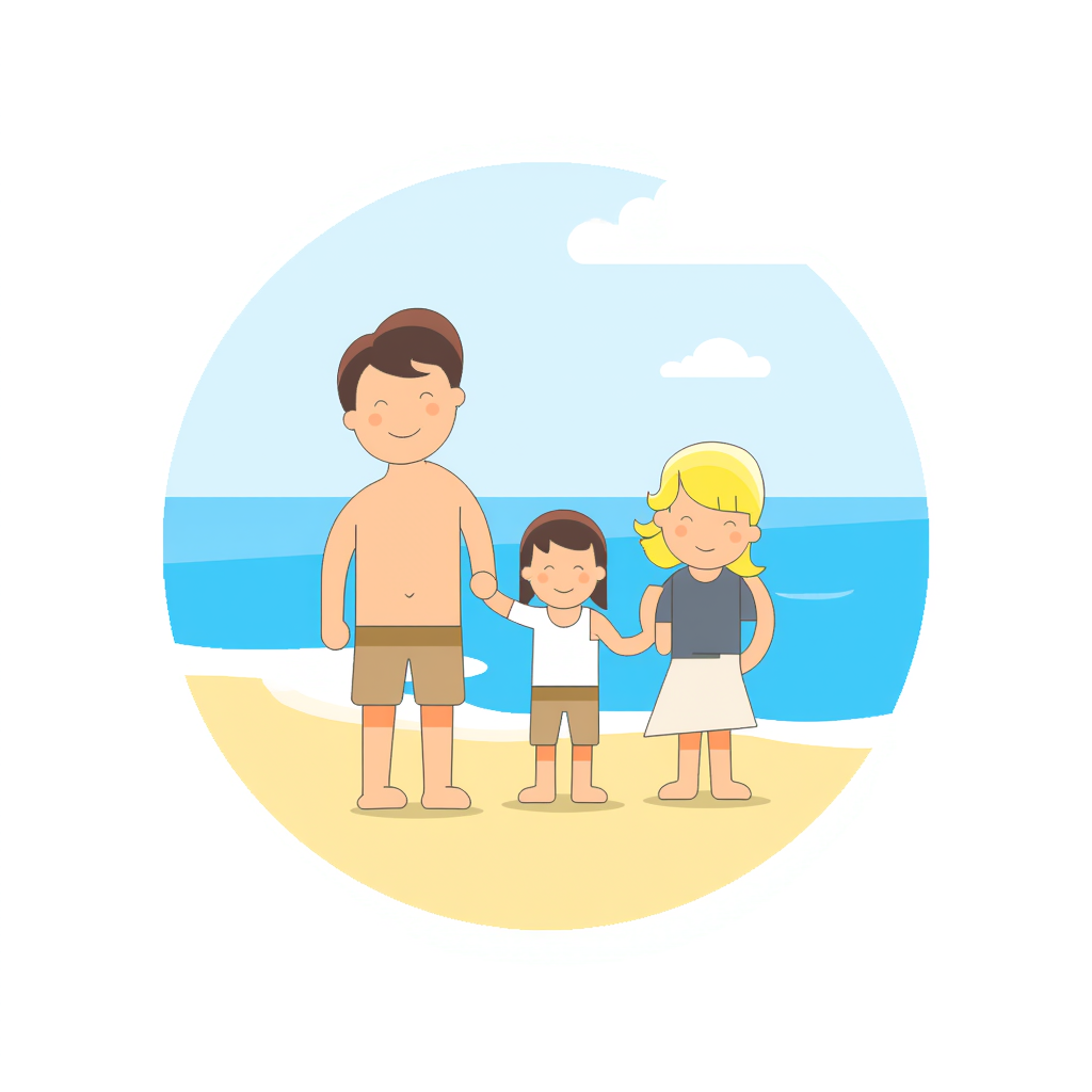 a family at the beach