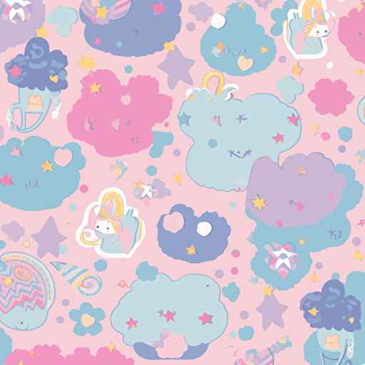 child room, unicorn,design vector texture, kawaii, pink, azure color, HD, multicolor 6144x6144