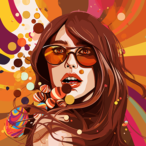 acid vector art, fun y2k, chocolate hazelnut, feminene, vector illiustration, fun.