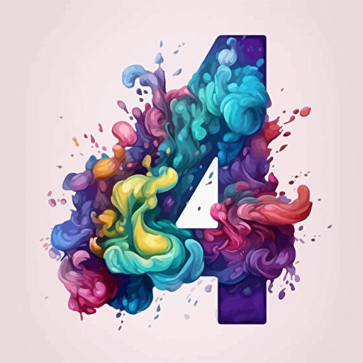 a cool illustration of the number 4 vector art design milk. palette only purple blue and green