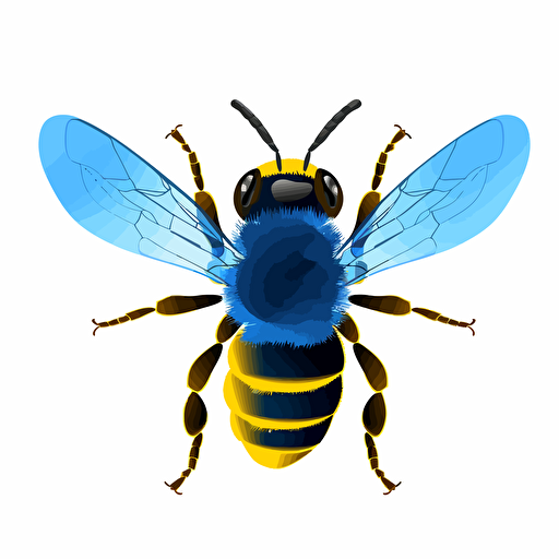 a bee, vectorial, icon, white background, klein blue