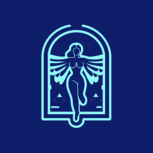 Sci-fi Simple Logo for lock and an female angel, Night Club vector logo, v ector logo, vector art, logo design in a simple line way