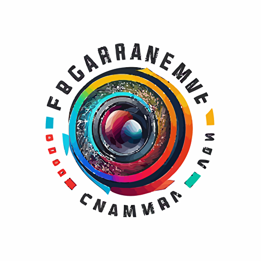 generate camera lens company logo modern colorful vector style on white