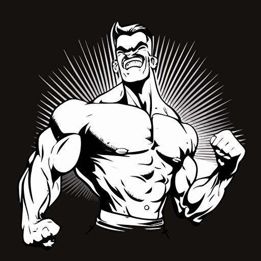 vector illustration in black and white of a confident lanky sailor flexing muscle and smirking, showing teeth v5