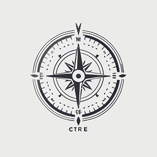 simple flat logo of a compass. White background, vector style, line, minimal