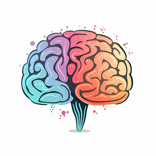 brain, white background, flat colors, vector style