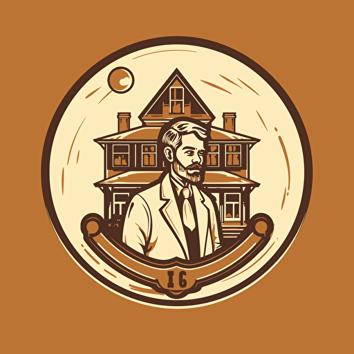 simple logo for doctor with real estate, retro, vector flat, PNG, SVG, flat shading, solid background, mascot, logo, vector illustration, masterwork, 2D, simple, illustrator