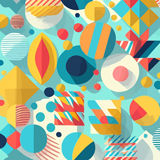 create seamless pattern, colourful, shapes, flat design, vector, high resolution