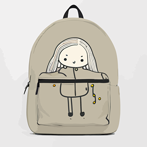 flat vector art style kids backpack simple line drawing