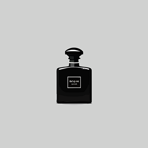 a vector logo of a black fragrance bottle, minimal, simple, flat design, white background