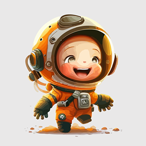 A gorgeus baby astronaut, smiling, white background, vector art , pixar style