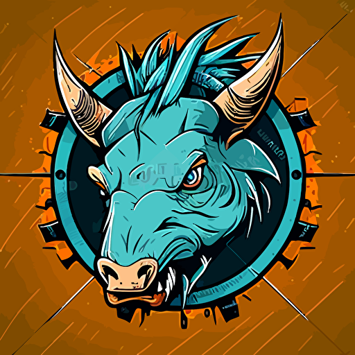 warthog, ice burning wheel background, head shot, cartoon eyes, friendly but focused, vector logo, vector art, emblem, simple, cartoon, 2d