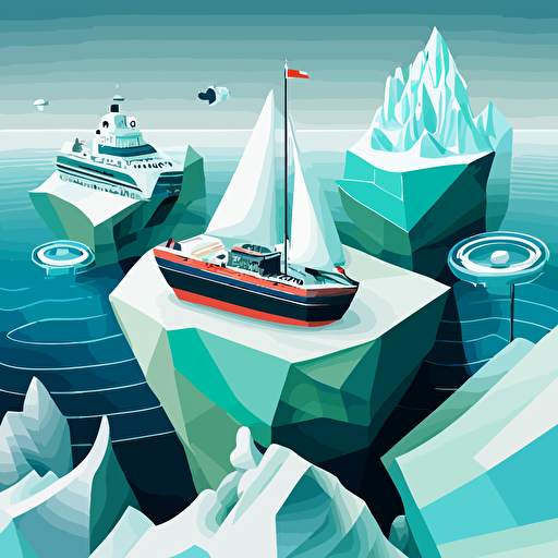 image of radar detecting icebergs and boats vector image