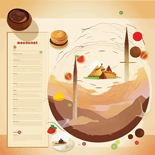 dessert menu with vector diagram of desert, origin from france