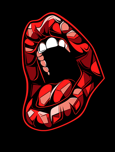 rolling stones tongue logo stock vector, in the style of black background, uhd image, light beige and red, trashcore, crisp neo-pop illustrations, milleniwave, duckcore