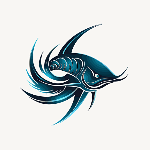 stylished logo, thresher shark, tail, vector, tropical