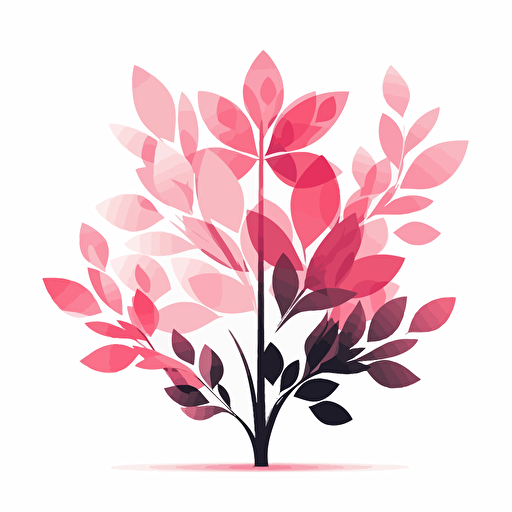 vector illustration style, one pink plant, high quality, white background, simple