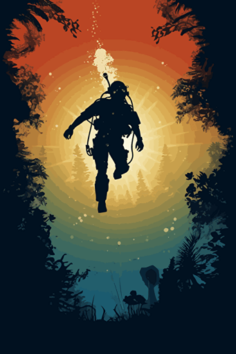 silhouette of a diver, svg, vector