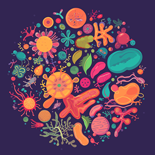 vector art of colorful microbes