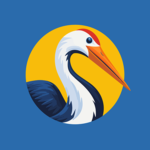 Stork, vector, ukrainean minimal flat head only with ukrainean symbol
