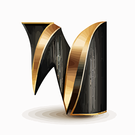 Black and Gold Capital letter M, stylish, white background , no extra noise, minimalist, simple and clean, vector art.