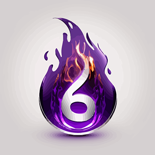 icon, number 8, technology, flames, white background, single color, purple, vector, no shadows