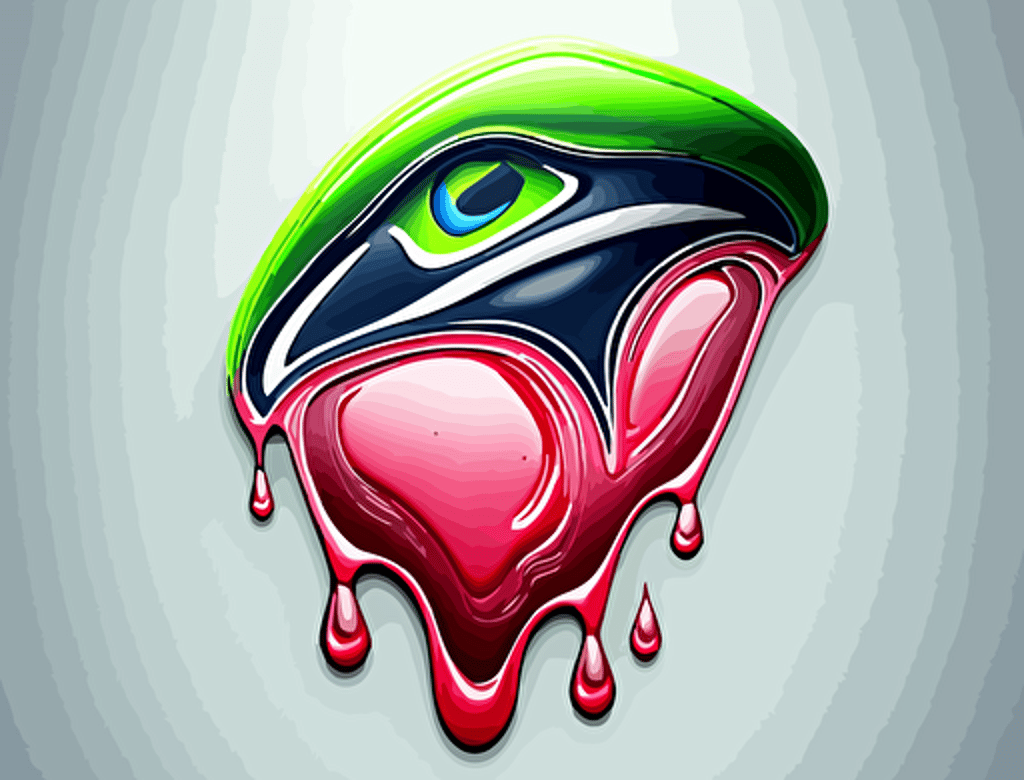 Seahawks Logo, NFL, vector art, vector logo style, bright red ruby gemstone, double curve surface