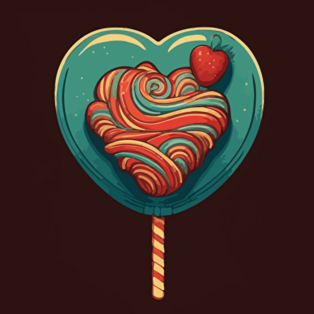 heart-shaped sucker, lollipop, illustration vector, detailed illustration, nostalgic illustration