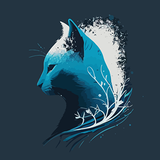 winter cat in minimal logo design, vector art, abstract