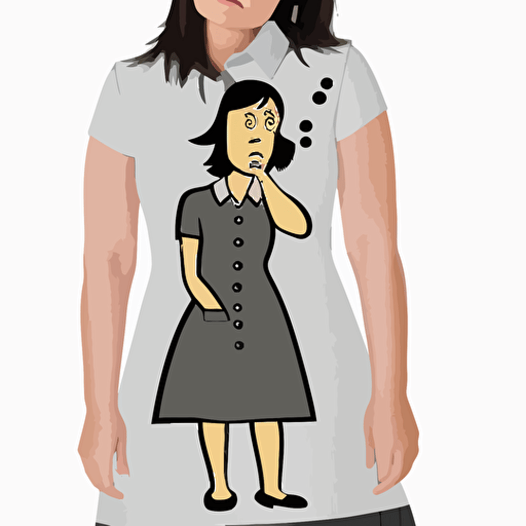 dilber 2d flat vectorized white background women middle aged casual dress looking confused