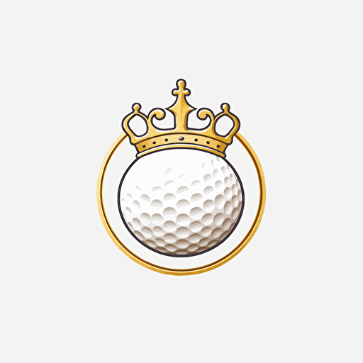 a golf ball with a vector style crown on top, logo, white background, — v5.1