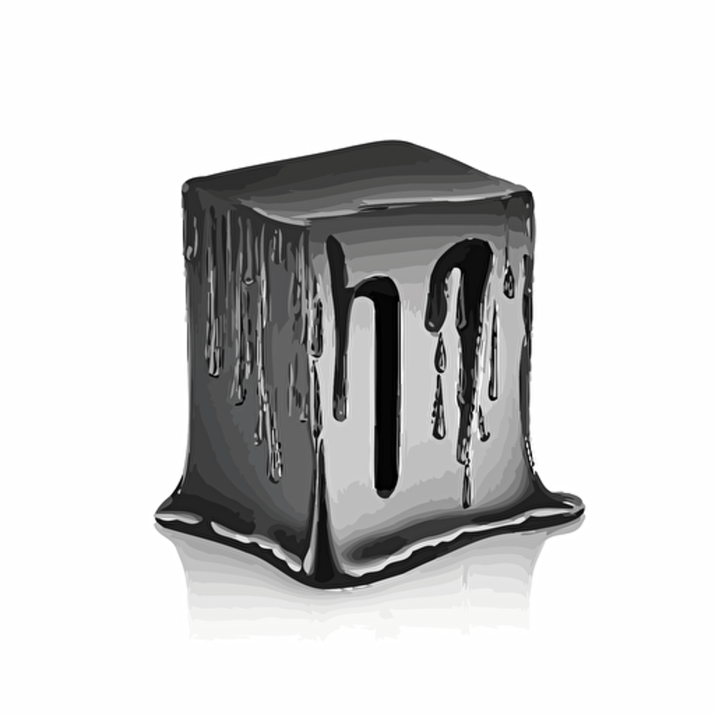 single layer logo of a melting ice cube in the shape of “Letter I” black vector white background
